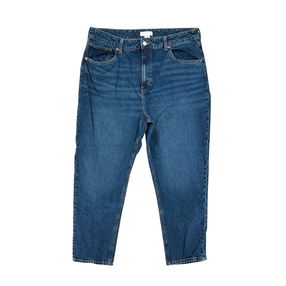 H M Womens Blue Denim High Waisted Straight Leg Jeans Size 16
